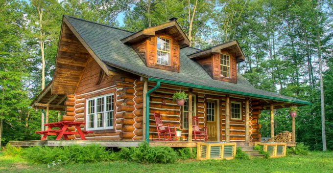 Rustic Log Cabin Retreat on a 20-Acre Mountaintop